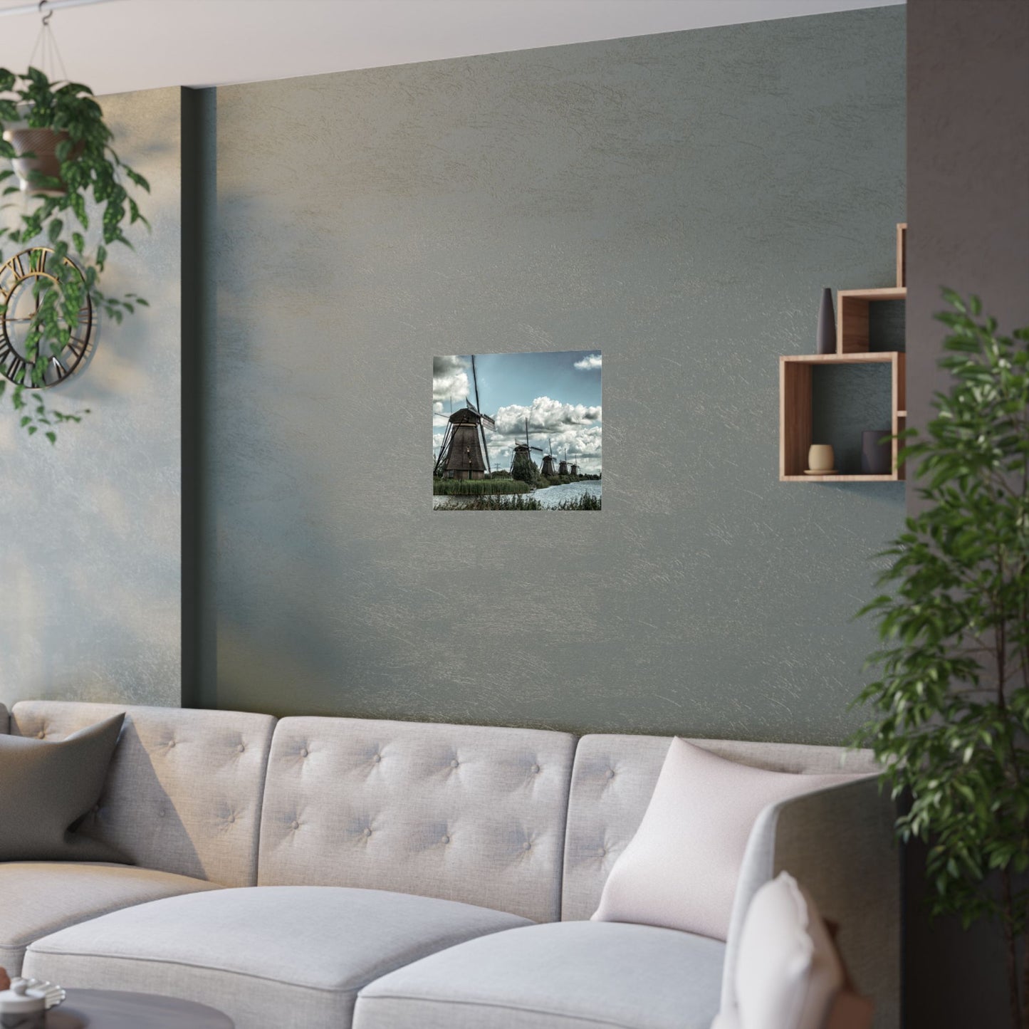 Poster Print - Dutch Windmill Landscape Scene