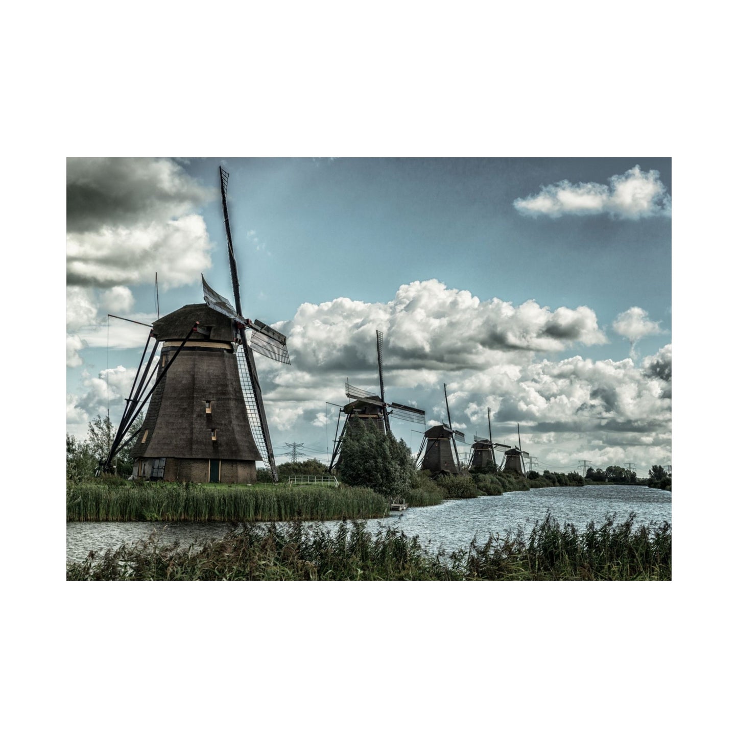 Poster Print - Dutch Windmill Landscape Scene