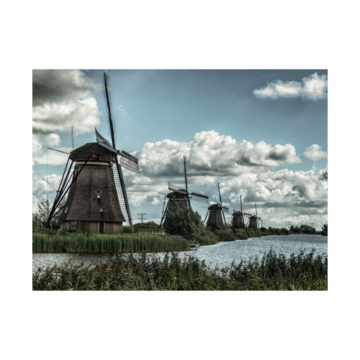 Poster Print - Dutch Windmill Landscape Scene