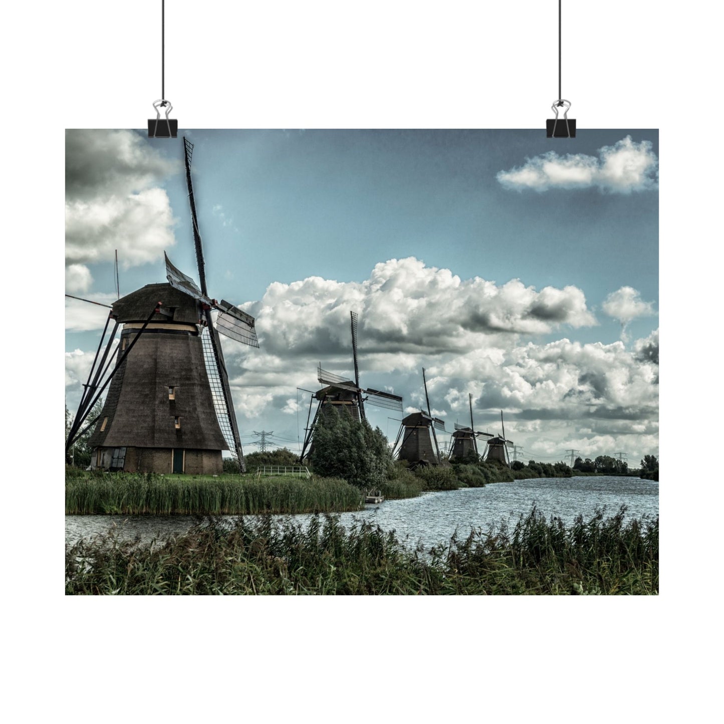 Poster Print - Dutch Windmill Landscape Scene