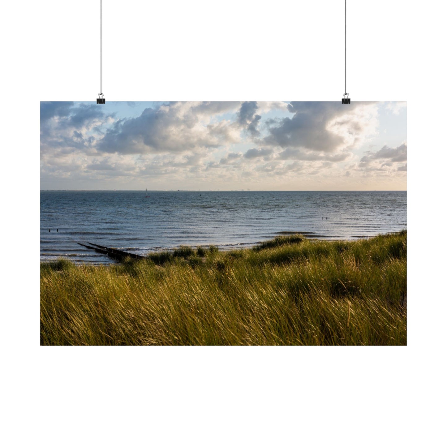 Satin Poster - Beautiful Shot Sandy Beach Cloudy Sky Vlissingen Zeeland Netherlands