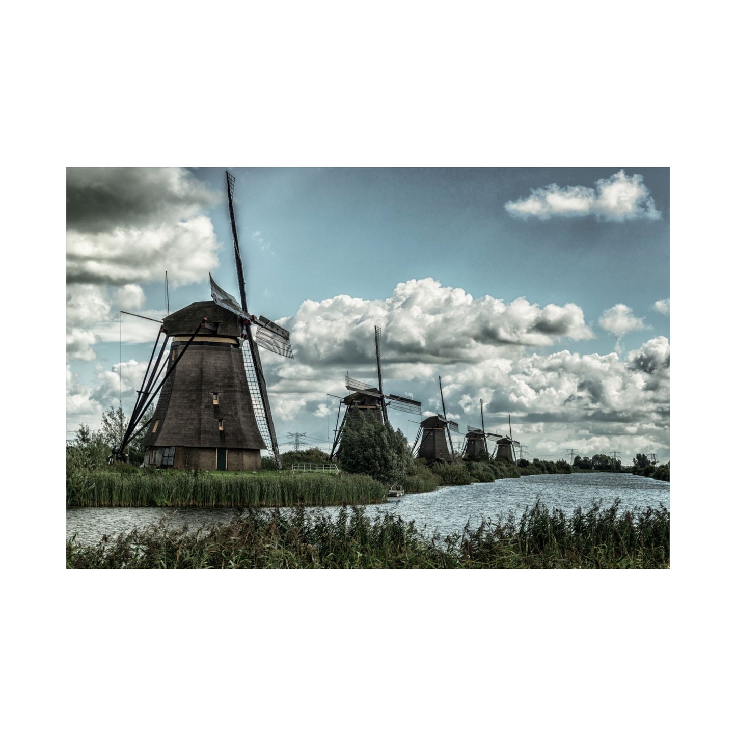 Poster Print - Dutch Windmill Landscape Scene