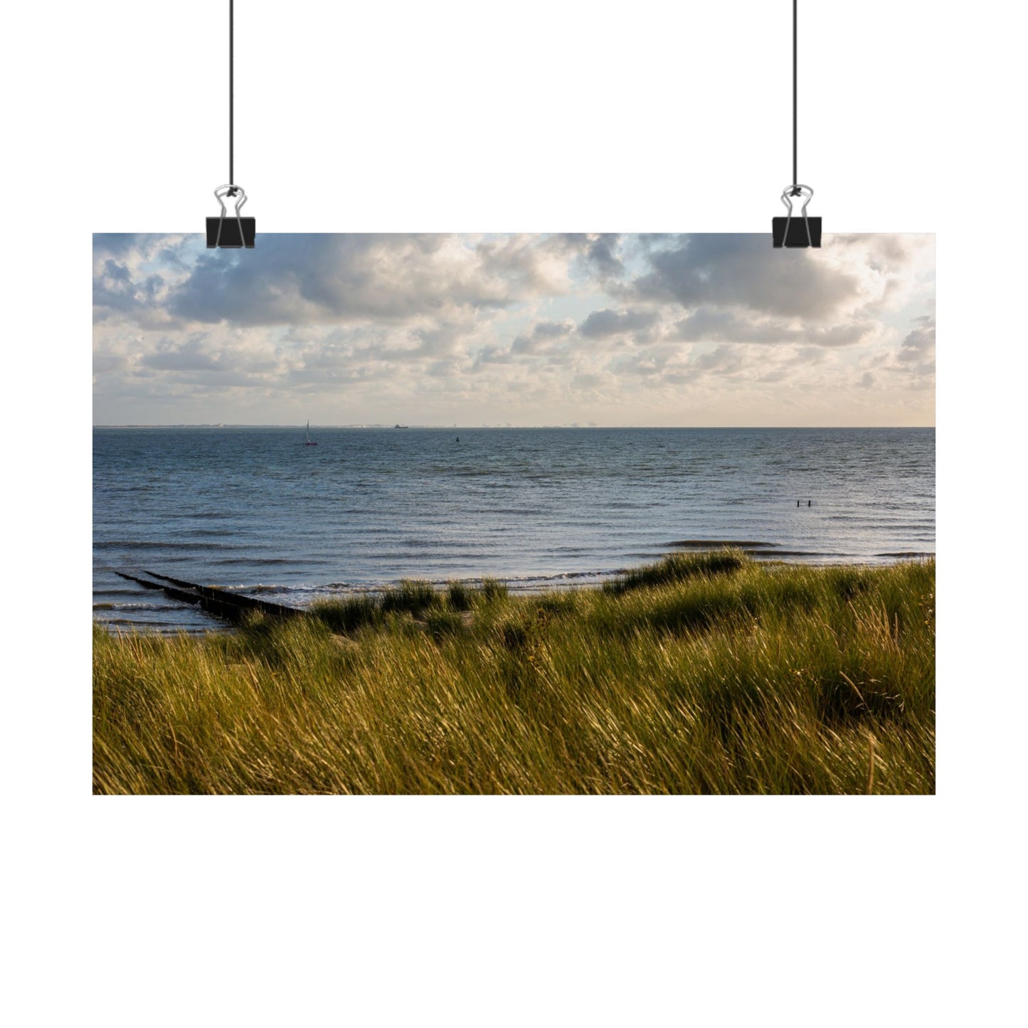 Satin Poster - Beautiful Shot Sandy Beach Cloudy Sky Vlissingen Zeeland Netherlands