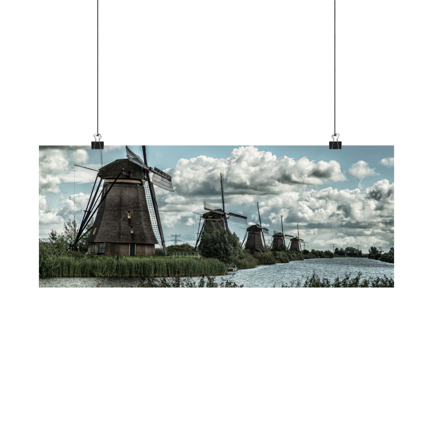 Poster Print - Dutch Windmill Landscape Scene