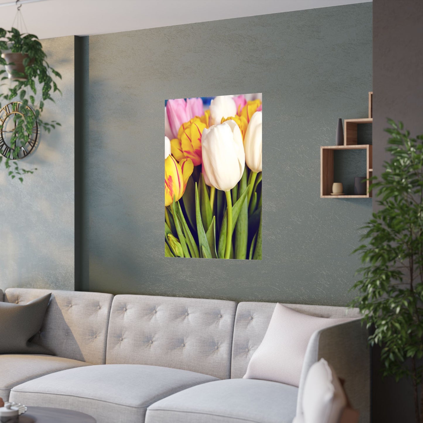 Satin Poster - Colorful Tulips Close-Up