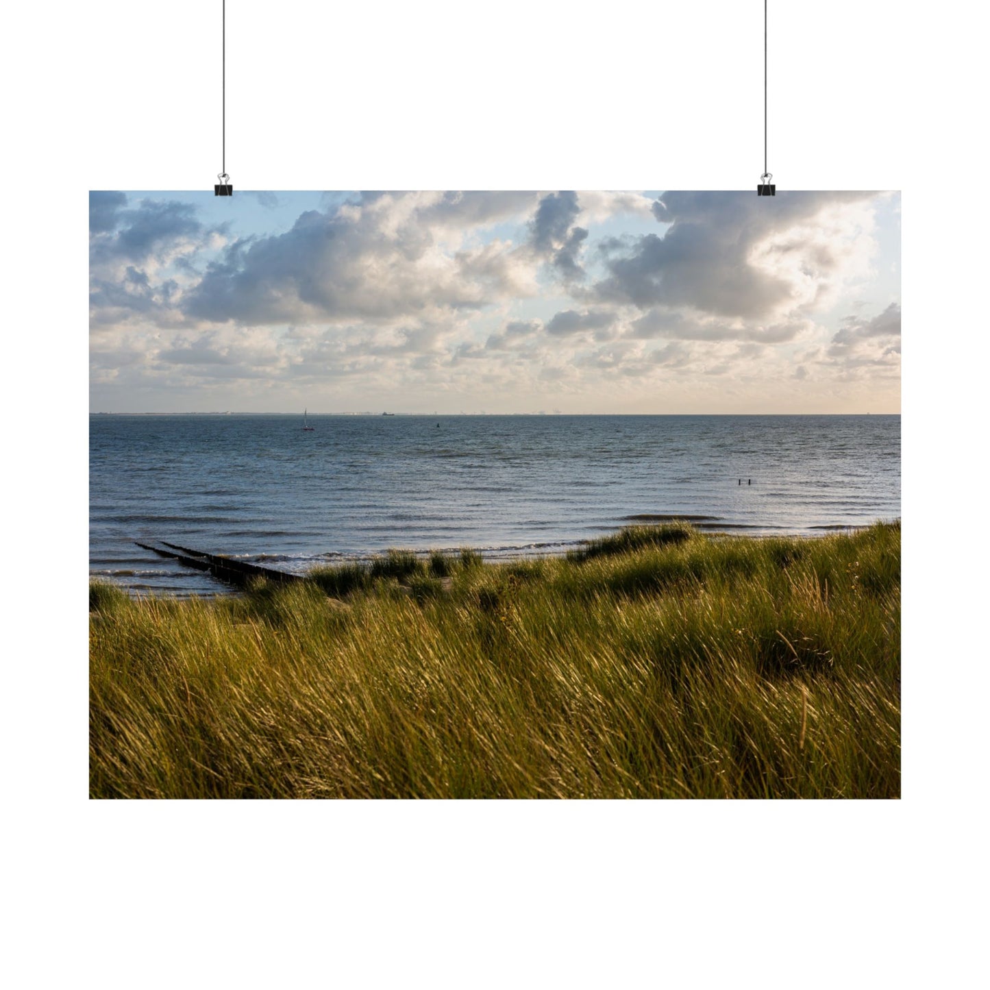 Satin Poster - Beautiful Shot Sandy Beach Cloudy Sky Vlissingen Zeeland Netherlands