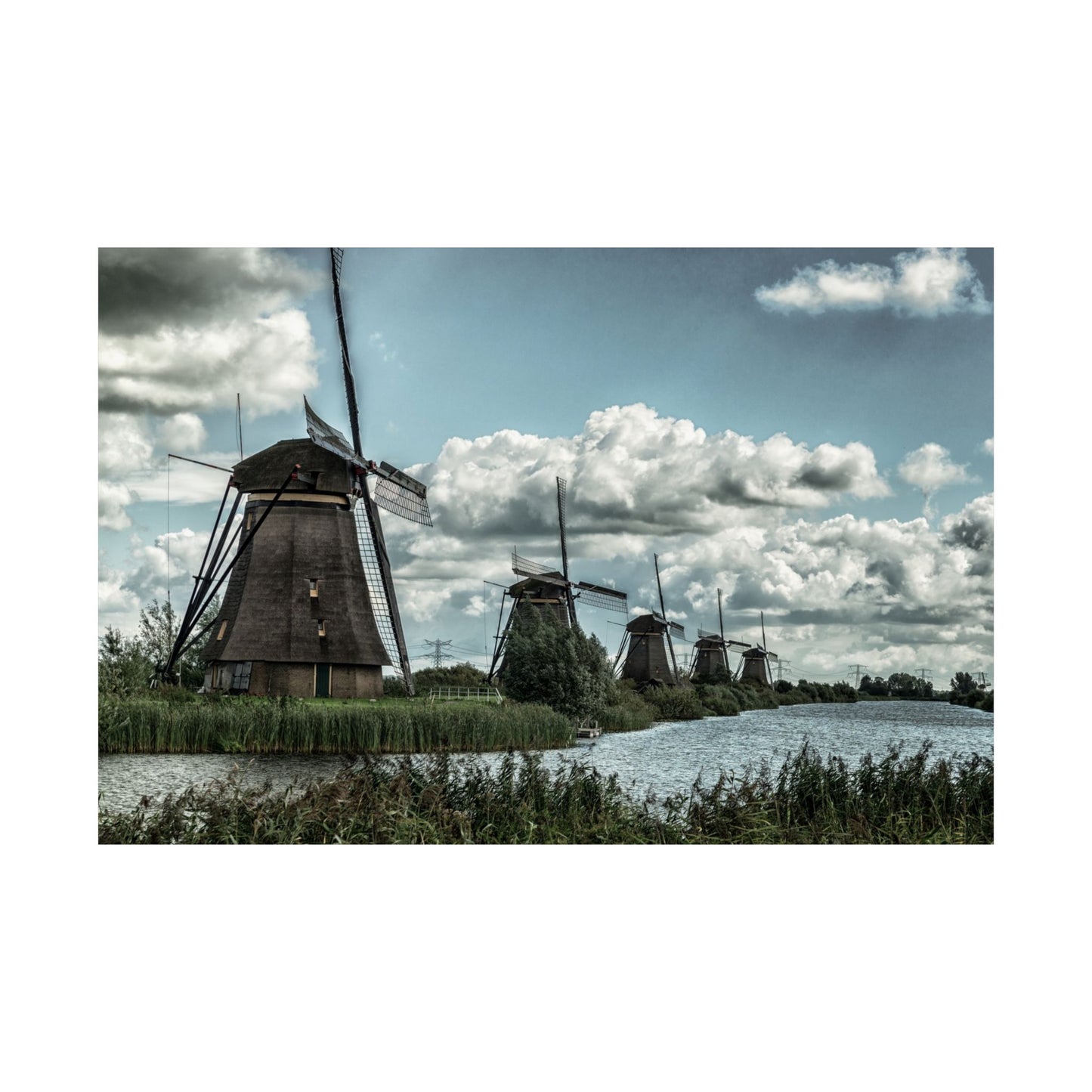 Poster Print - Dutch Windmill Landscape Scene