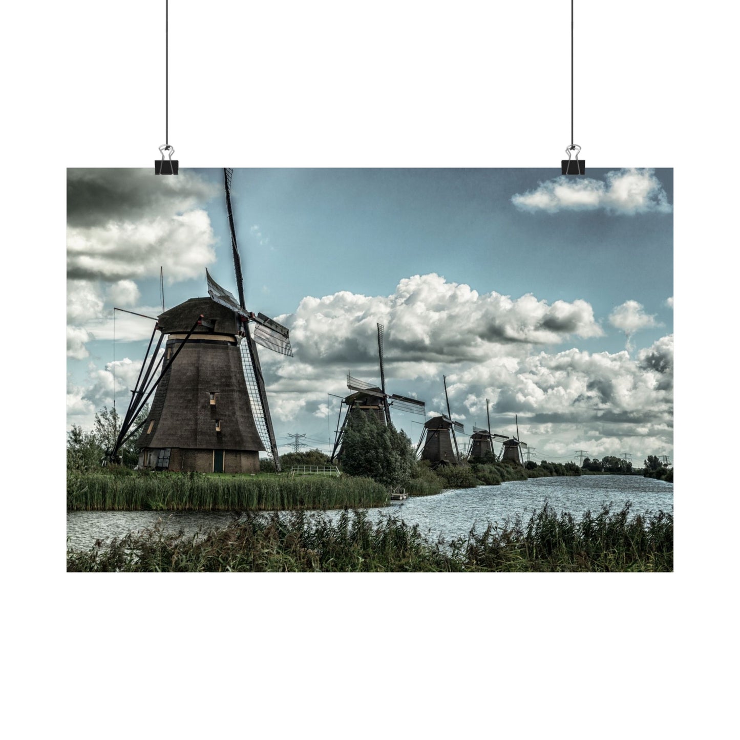 Poster Print - Dutch Windmill Landscape Scene