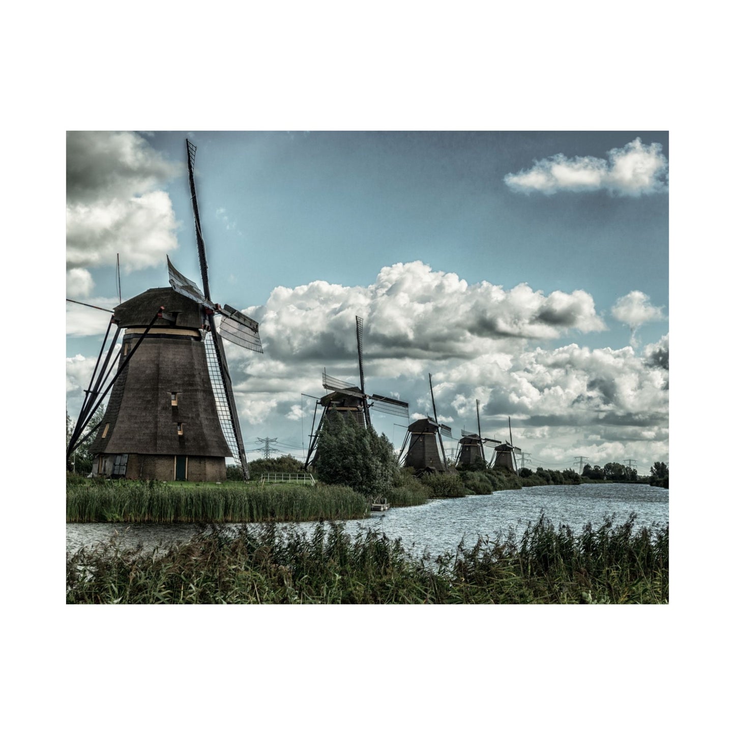 Poster Print - Dutch Windmill Landscape Scene