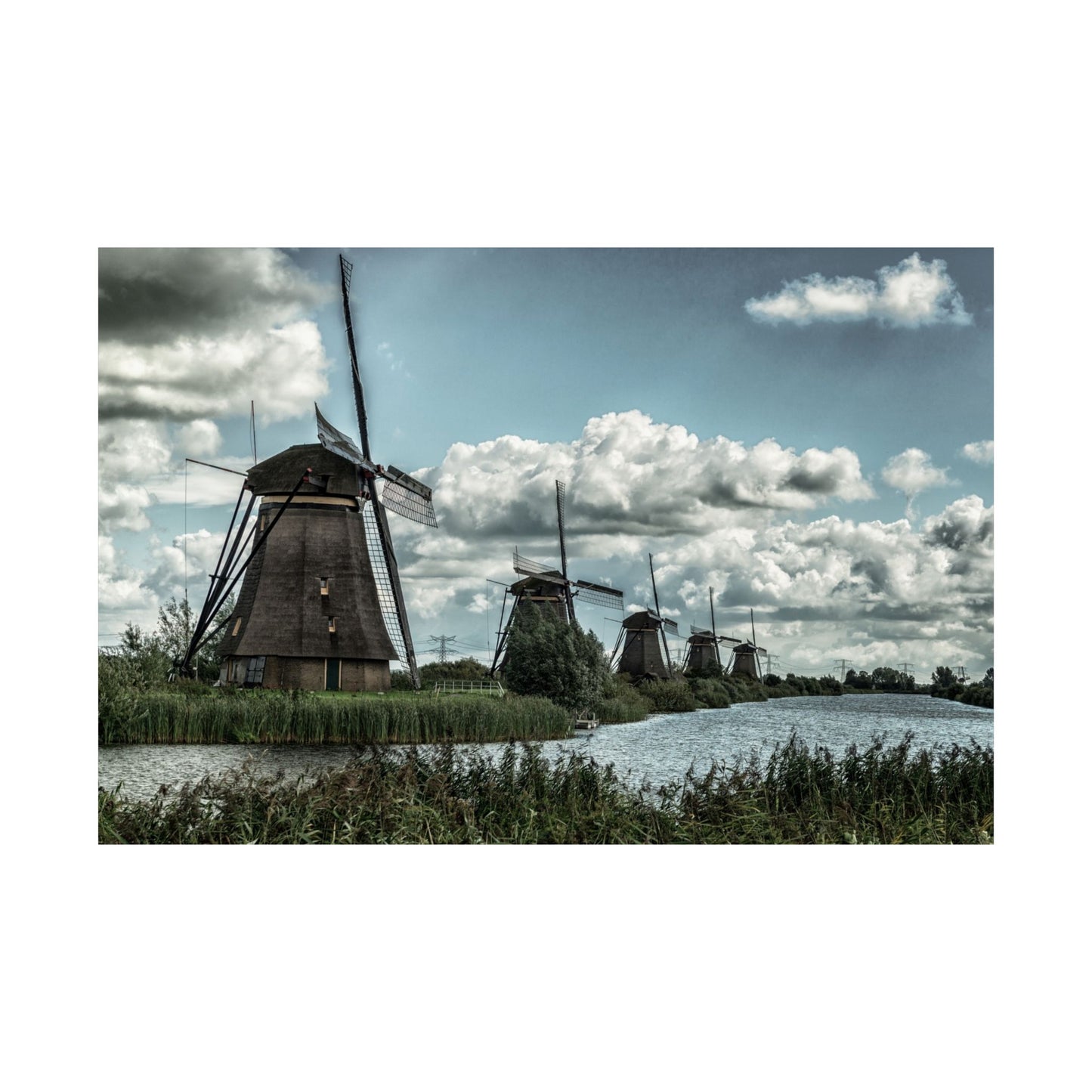 Poster Print - Dutch Windmill Landscape Scene