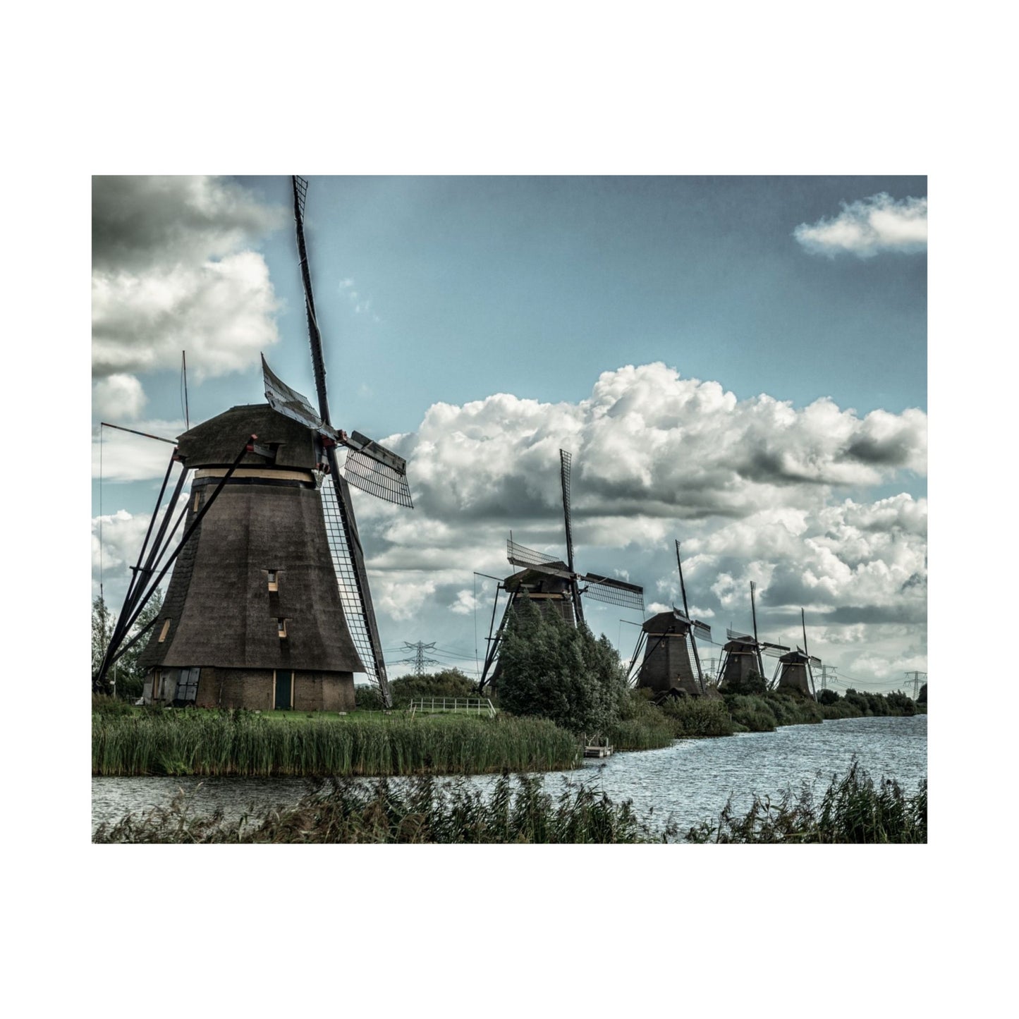 Poster Print - Dutch Windmill Landscape Scene