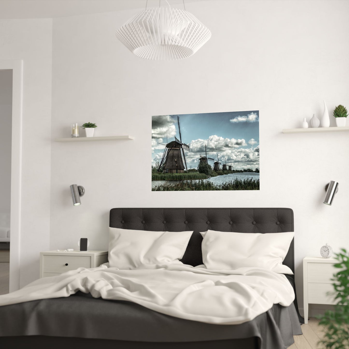 Poster Print - Dutch Windmill Landscape Scene