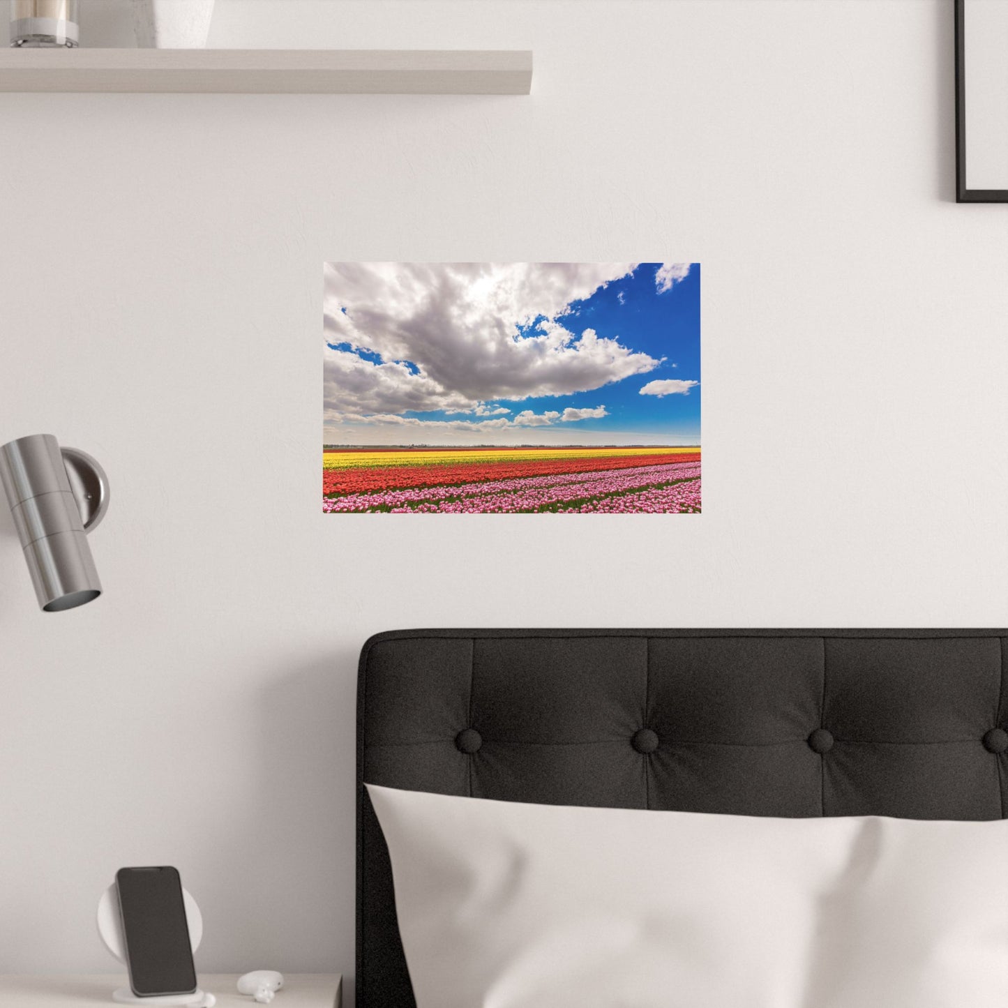 Satin Poster - Dutch Landscape Bulb Field and Flowers