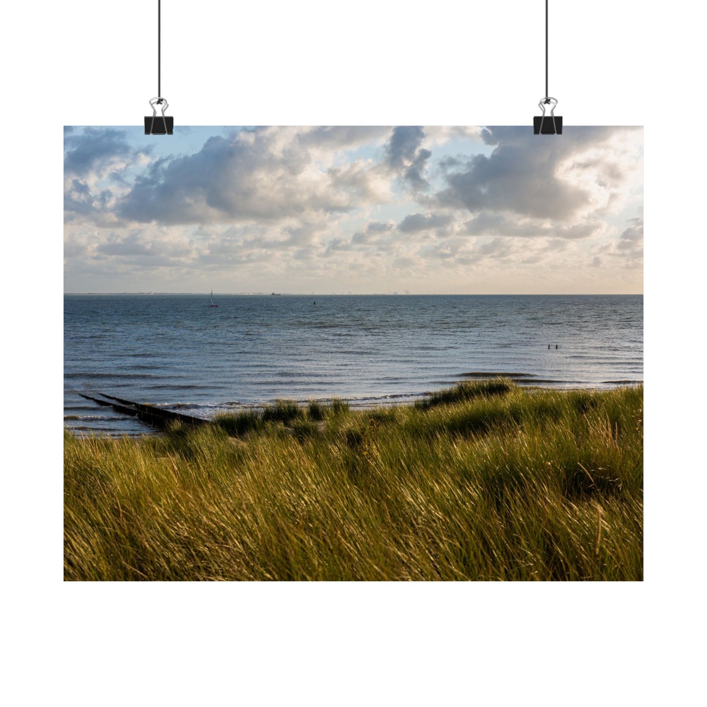 Satin Poster - Beautiful Shot Sandy Beach Cloudy Sky Vlissingen Zeeland Netherlands