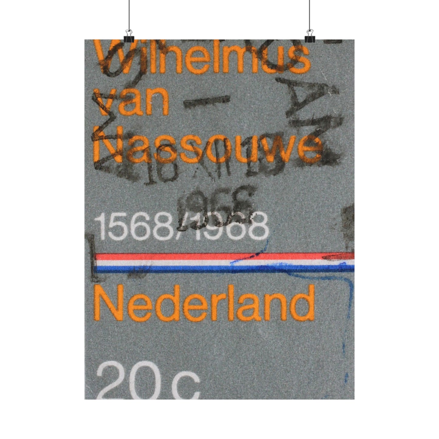 Satin Posters Dutch Stamp Orange Retro Wall Art Print