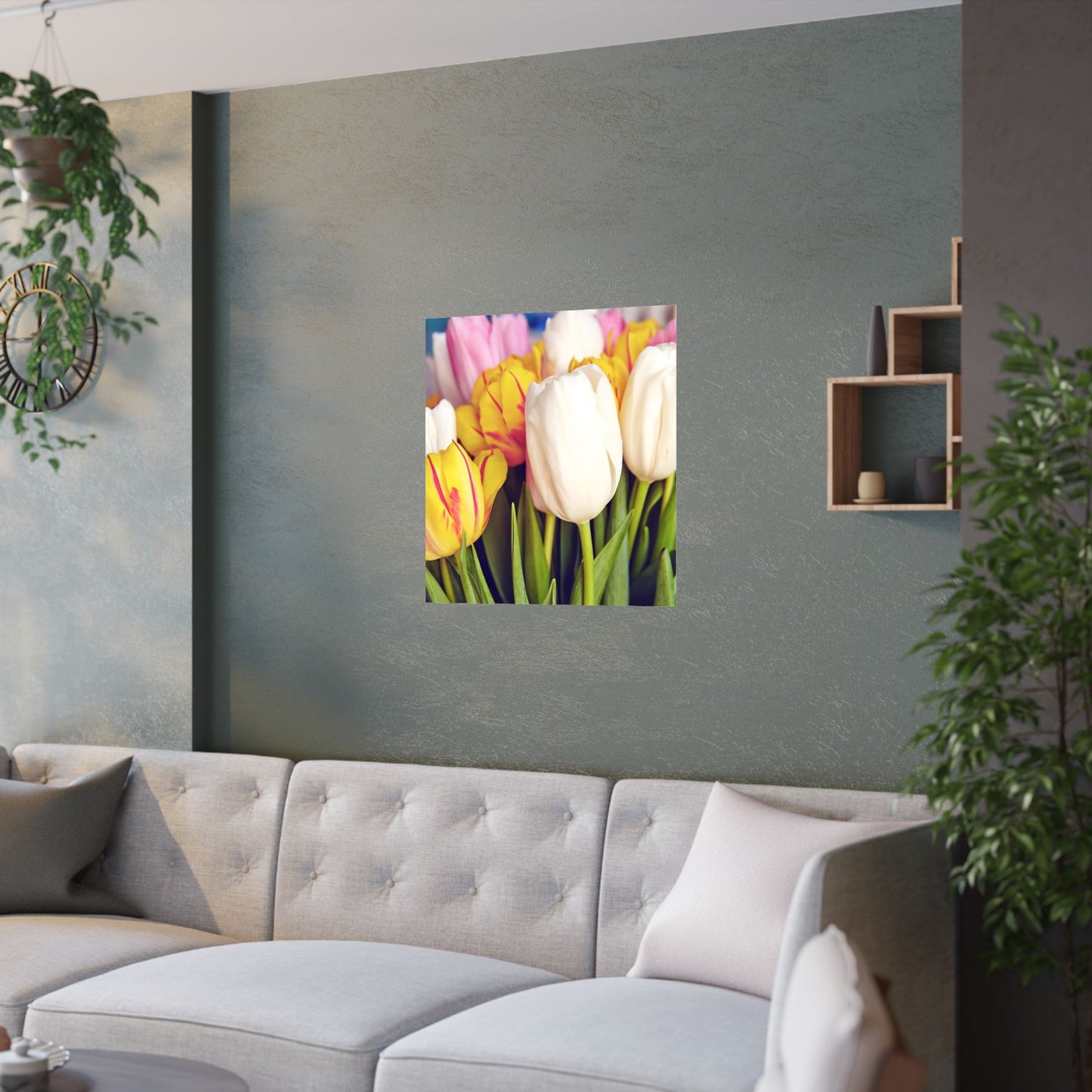 Satin Poster - Colorful Tulips Close-Up