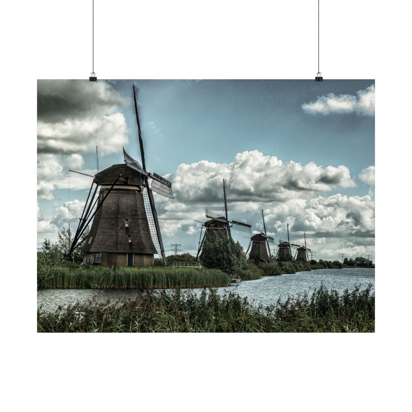 Poster Print - Dutch Windmill Landscape Scene