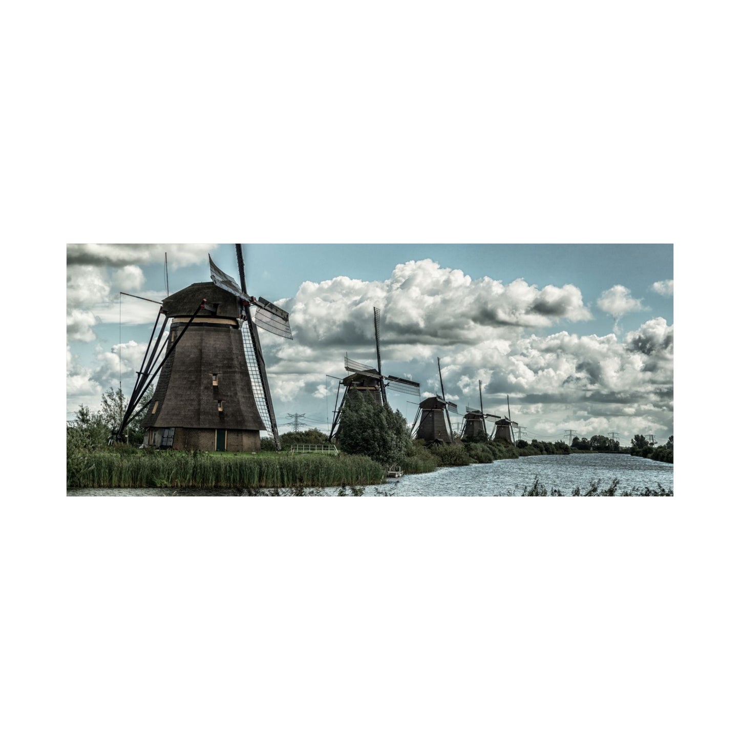 Poster Print - Dutch Windmill Landscape Scene