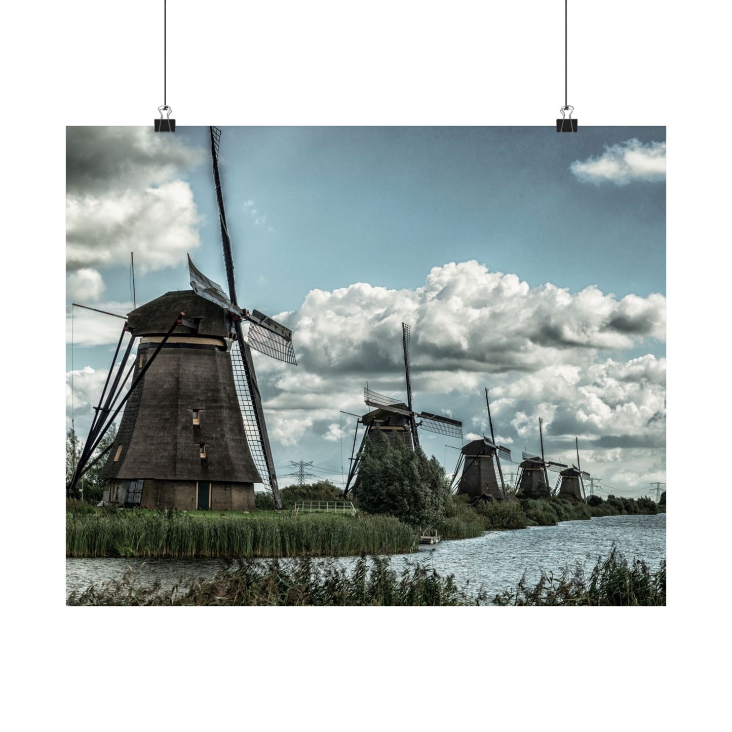 Poster Print - Dutch Windmill Landscape Scene