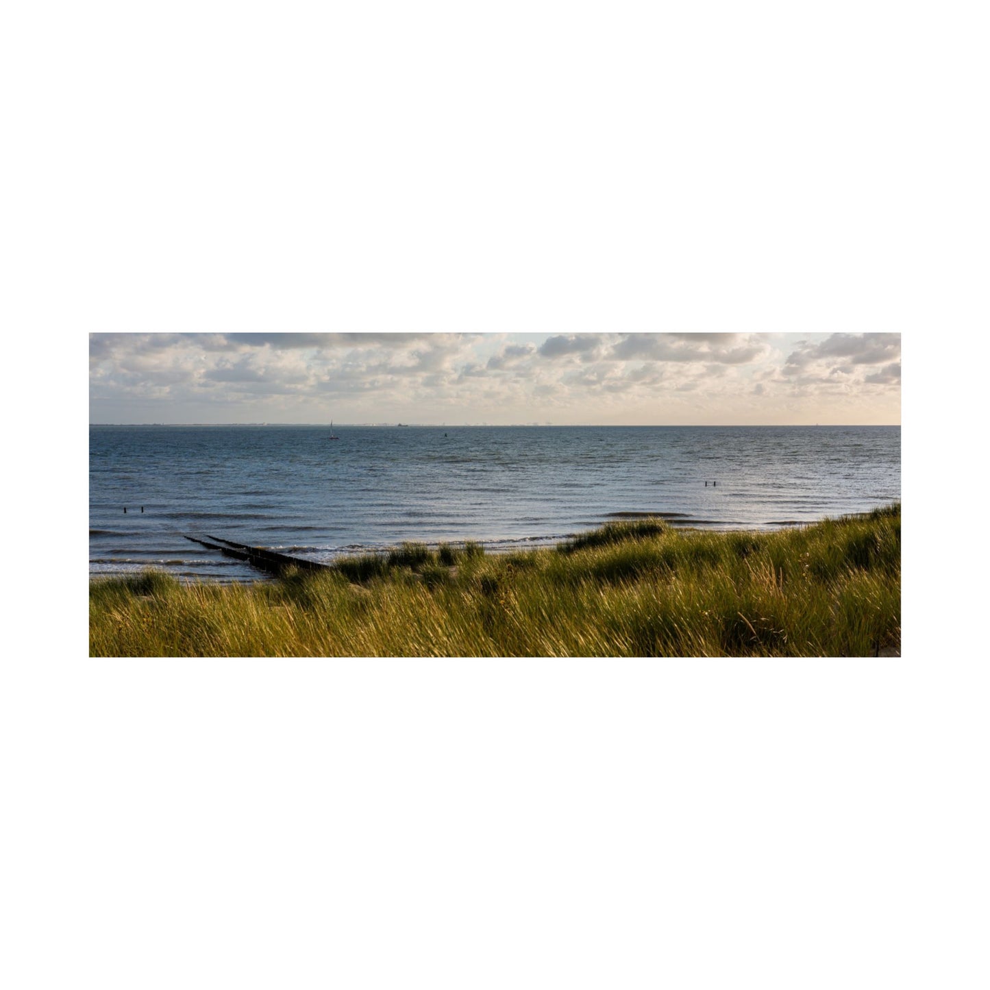 Satin Poster - Beautiful Shot Sandy Beach Cloudy Sky Vlissingen Zeeland Netherlands