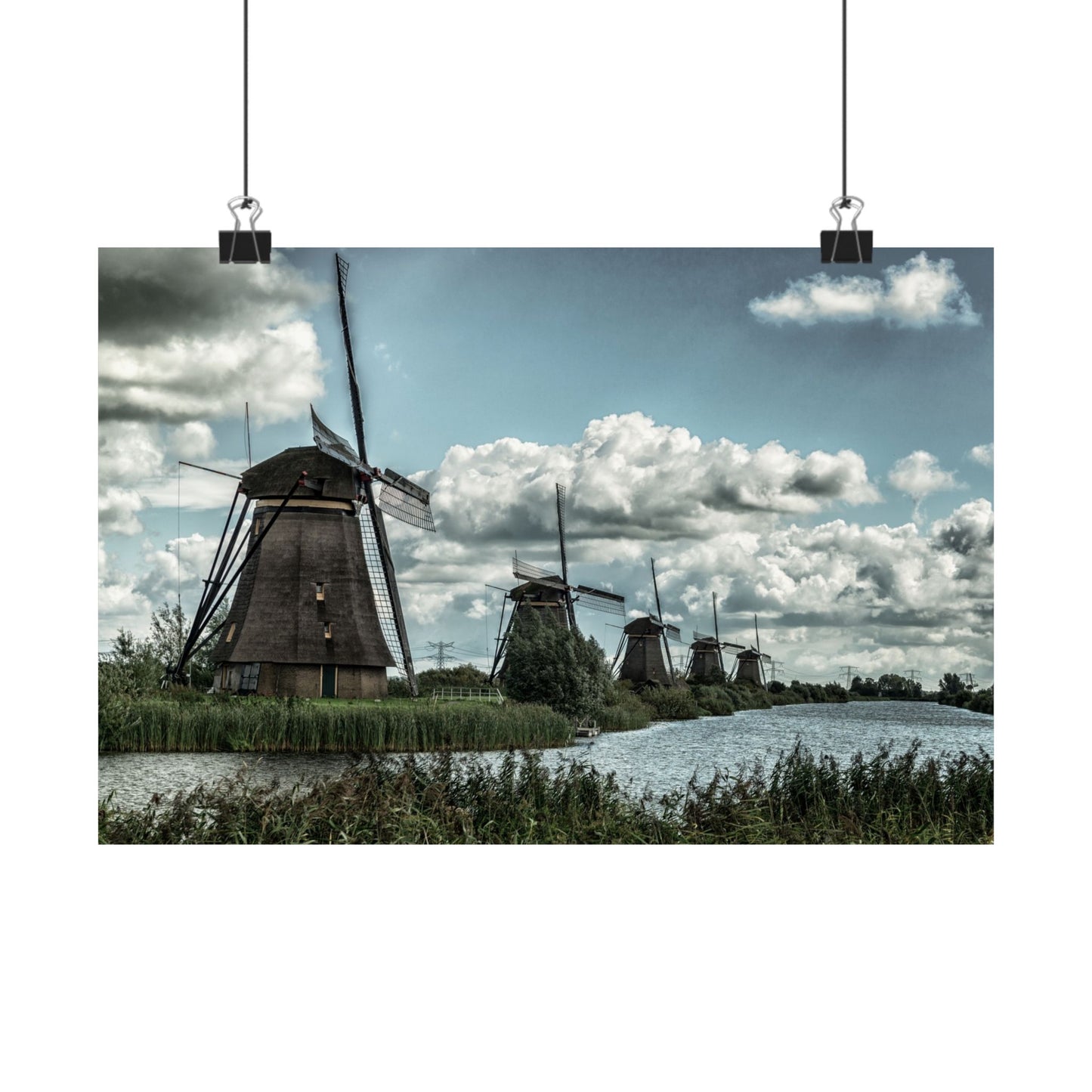 Poster Print - Dutch Windmill Landscape Scene