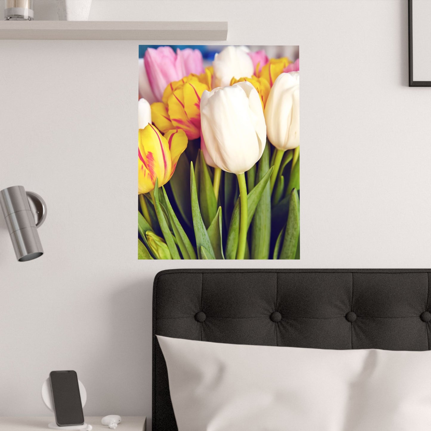 Satin Poster - Colorful Tulips Close-Up