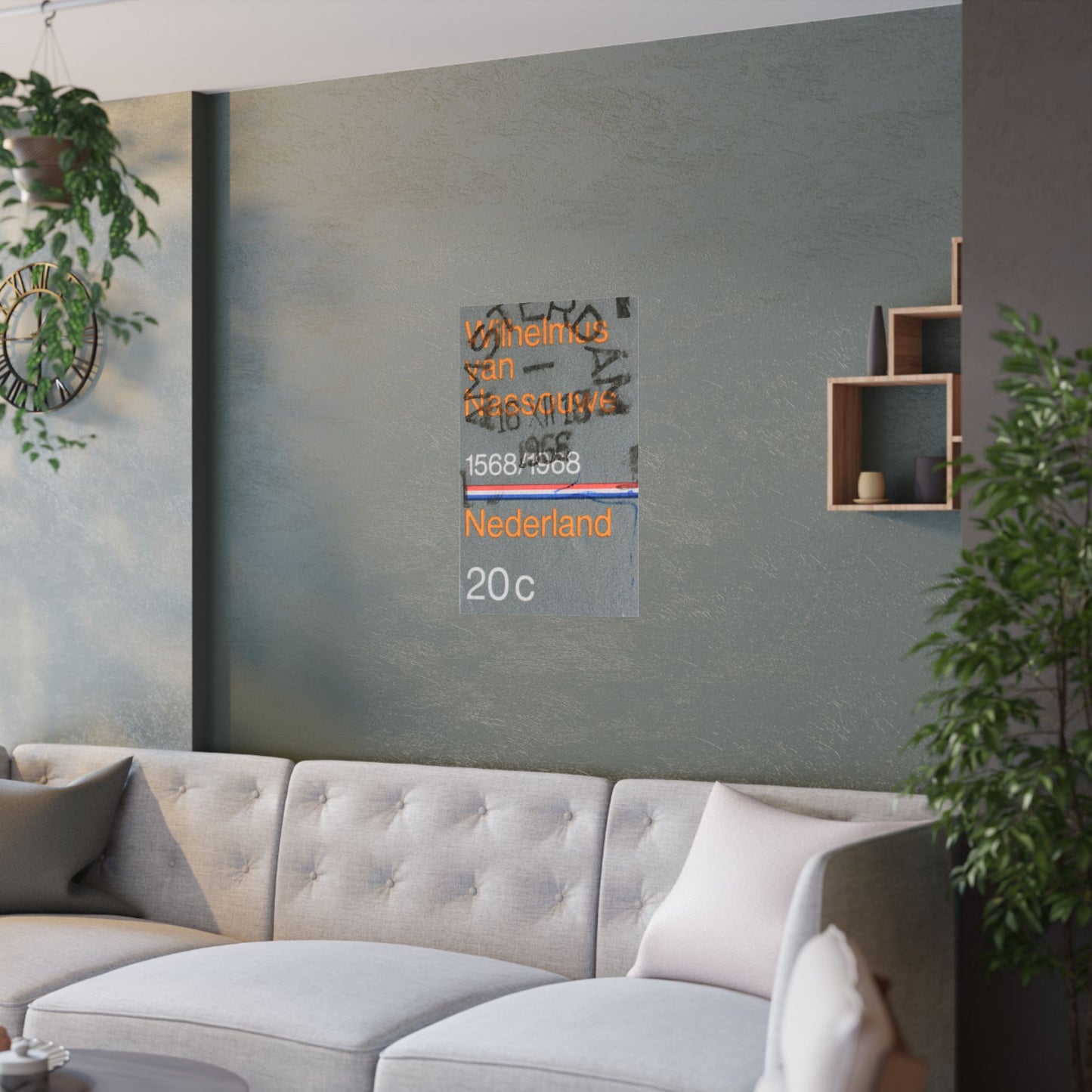 Satin Posters Dutch Stamp Orange Retro Wall Art Print
