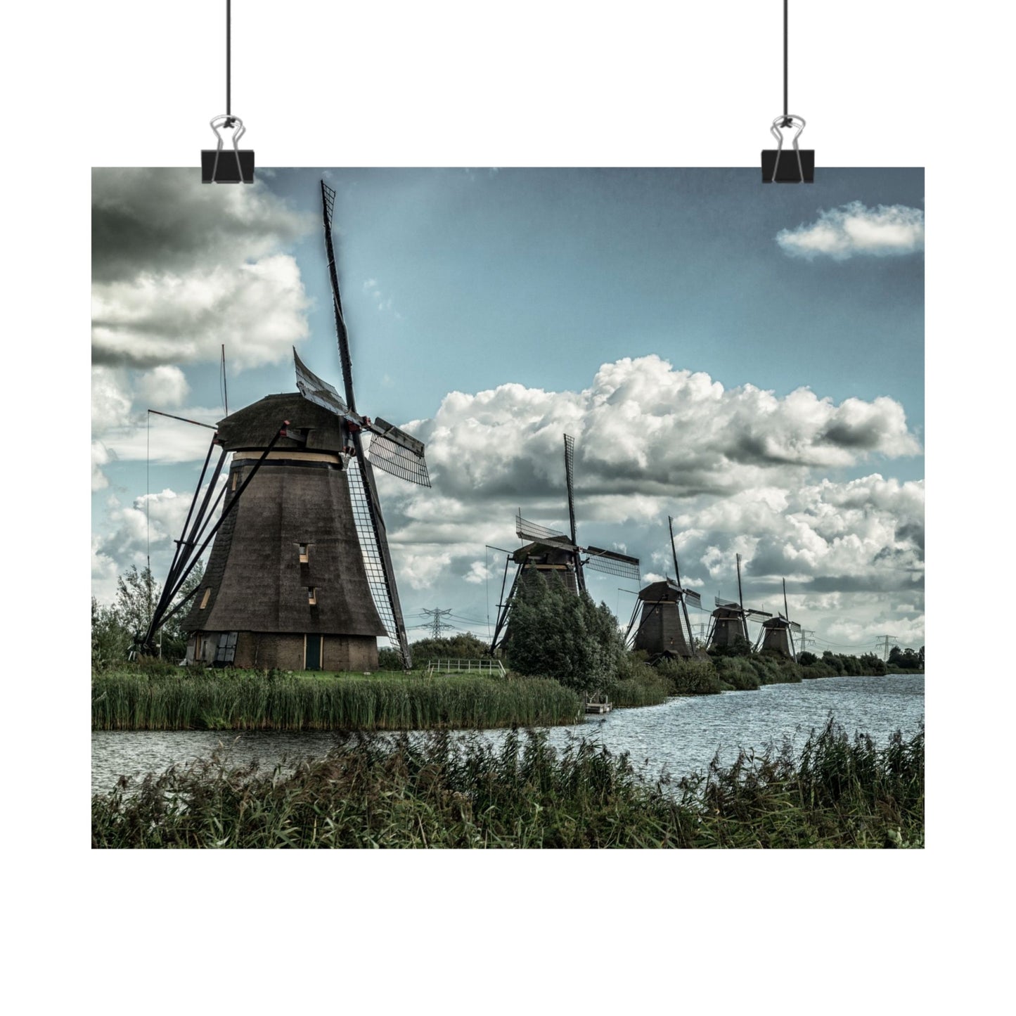 Poster Print - Dutch Windmill Landscape Scene