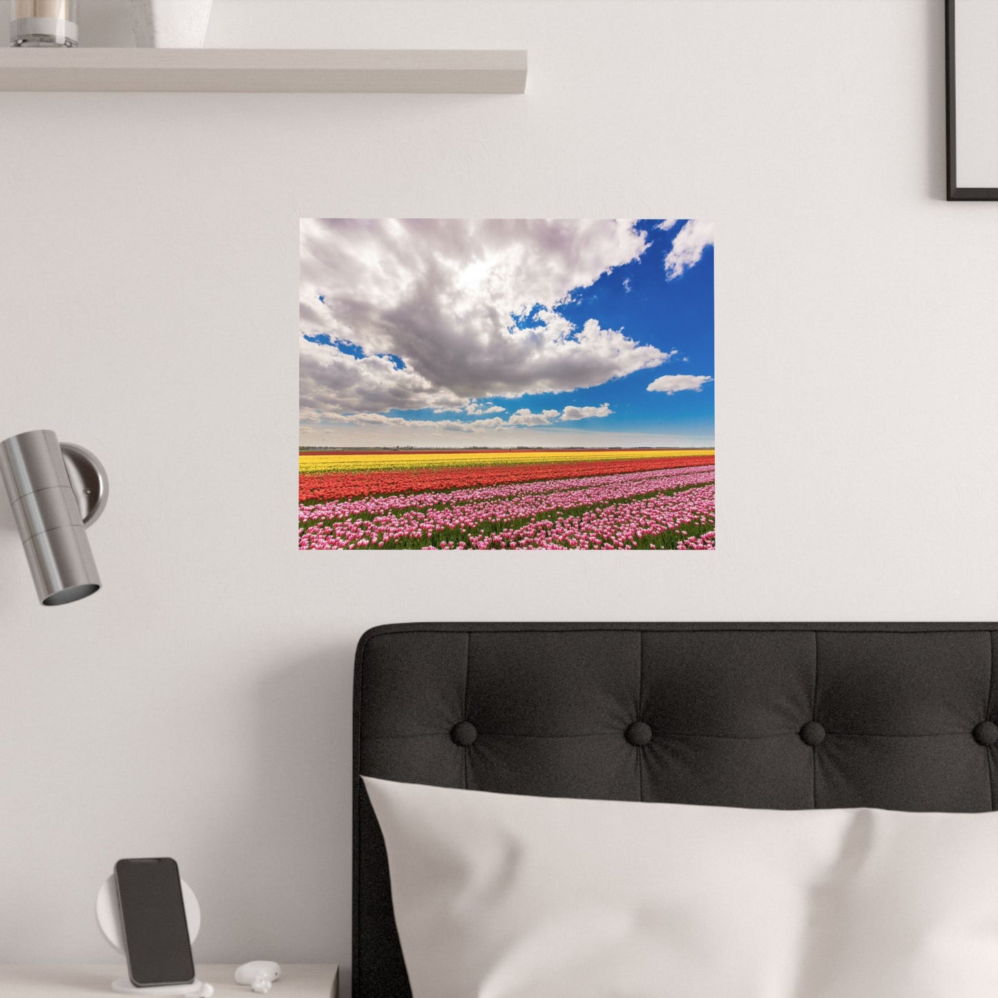 Satin Poster - Dutch Landscape Bulb Field and Flowers