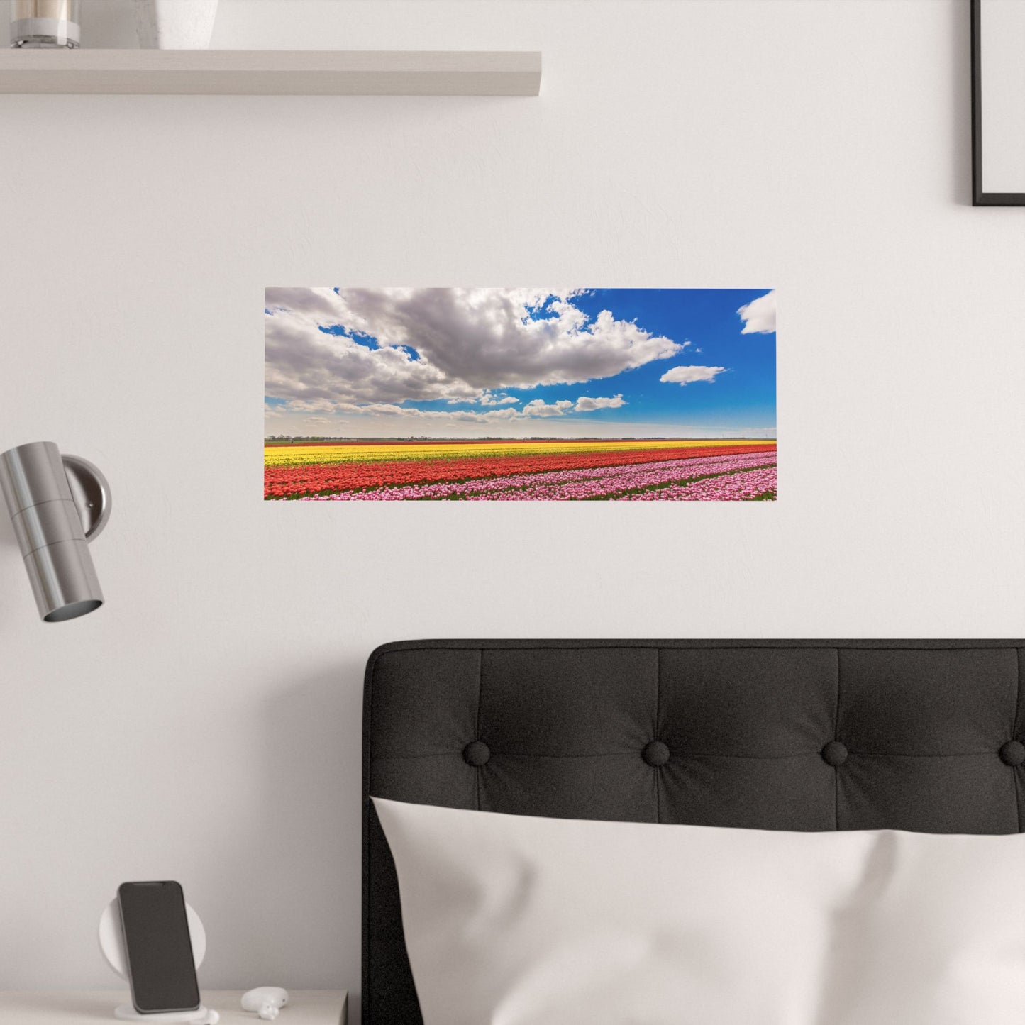 Satin Poster - Dutch Landscape Bulb Field and Flowers