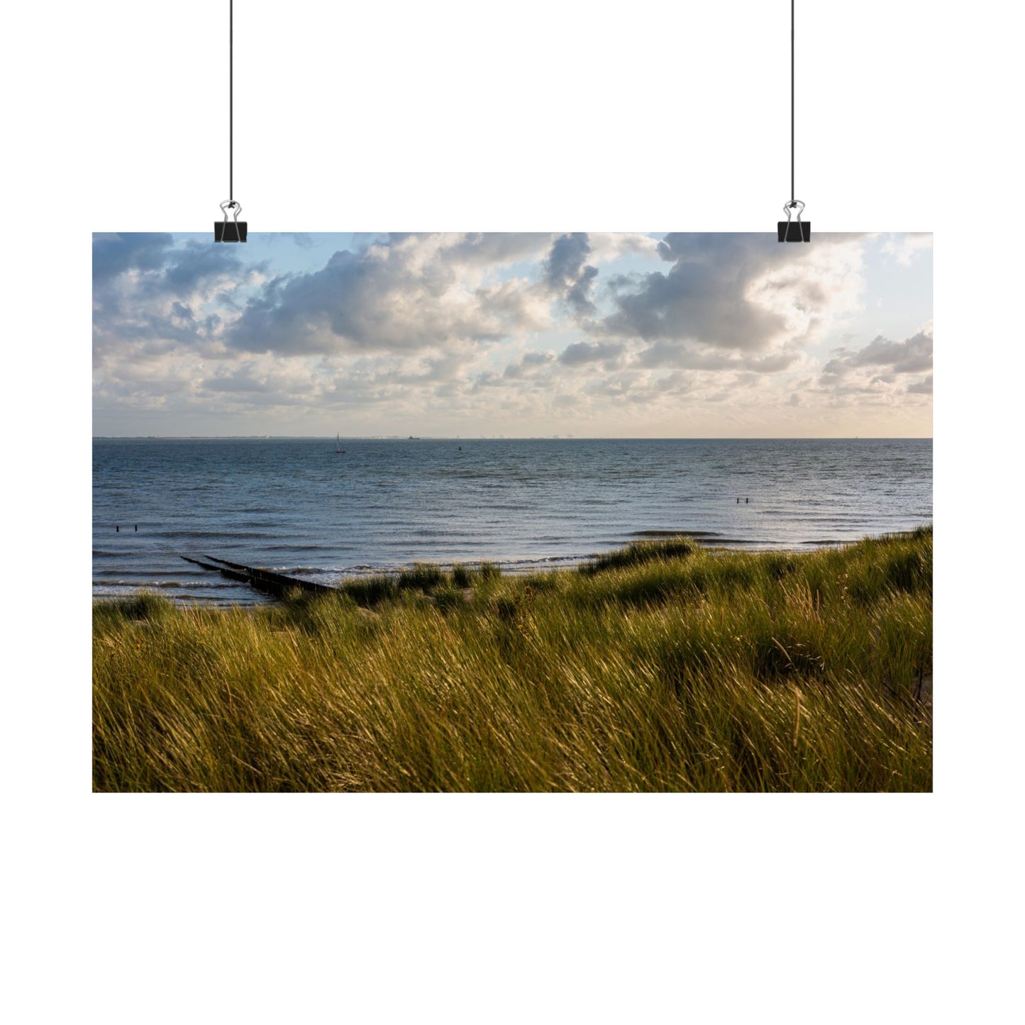 Satin Poster - Beautiful Shot Sandy Beach Cloudy Sky Vlissingen Zeeland Netherlands