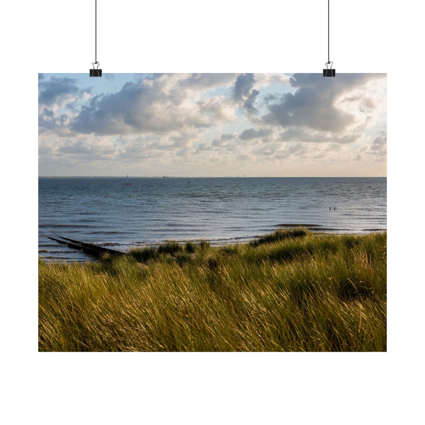 Satin Poster - Beautiful Shot Sandy Beach Cloudy Sky Vlissingen Zeeland Netherlands