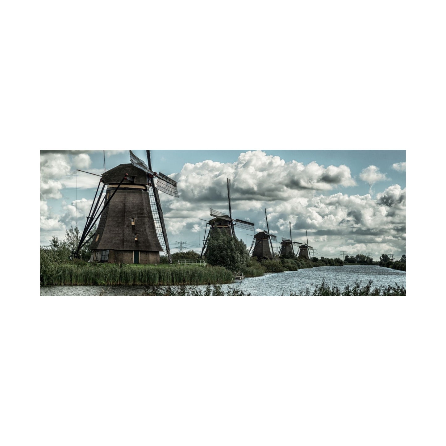 Poster Print - Dutch Windmill Landscape Scene