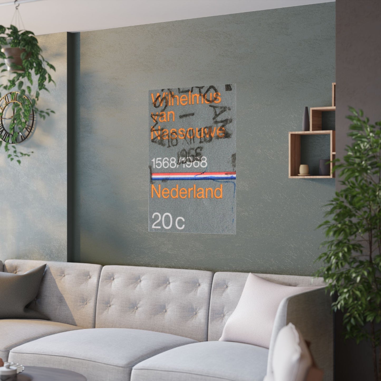 Satin Posters Dutch Stamp Orange Retro Wall Art Print